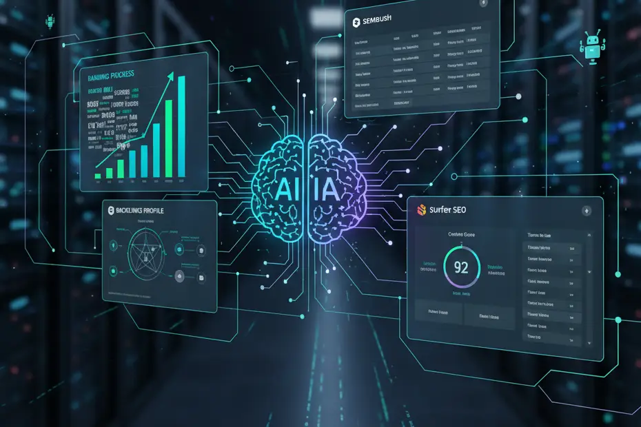 IA na Análise de SEO com SEMrush e Surfer