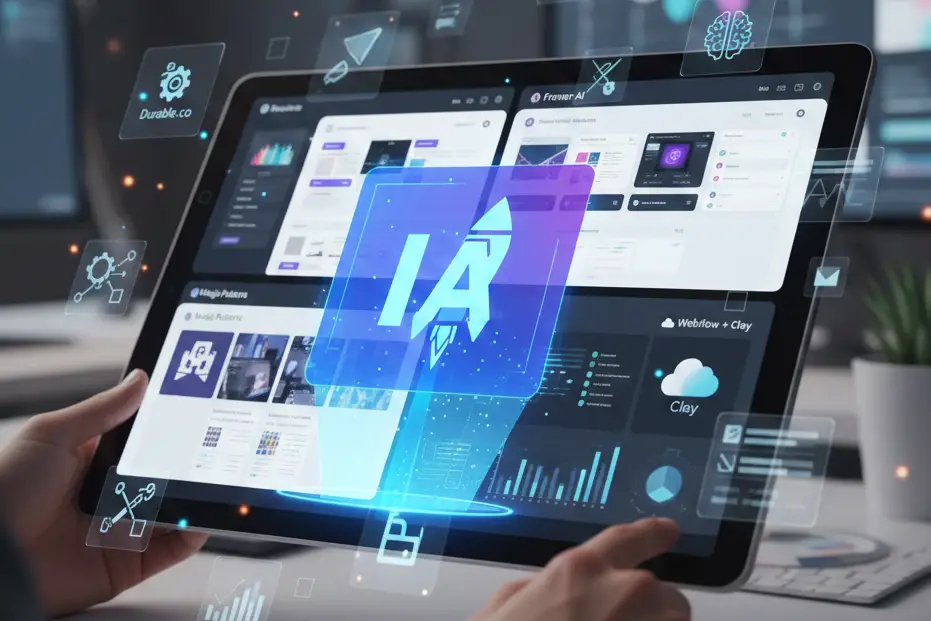 Qual a Melhor IA para Criar Landing Pages Comparando Durable.co, Framer AI, Magic Patterns e Webflow + Clay
