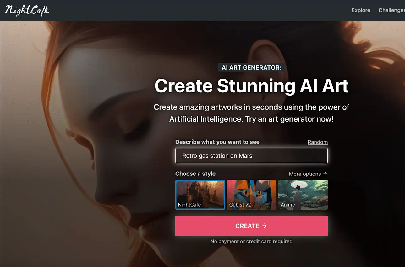 NightCafe IA para celular